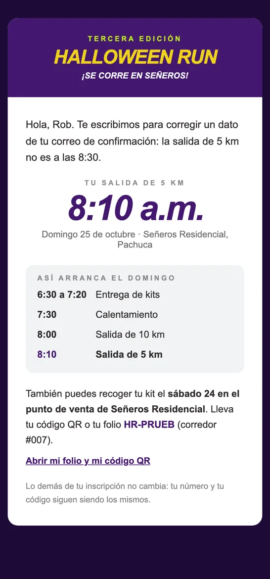 Horario de salida